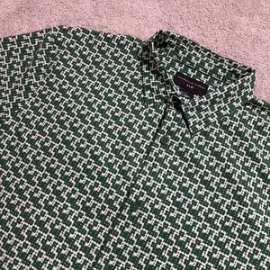 Shaquille O'Neal XLG Shirt Mens LT Green Ditsy Woven Wicking Short Sleeve NWT